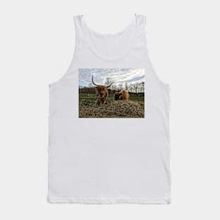 Scottish Highland Cattle Cow and Calf 1574 Tank Top